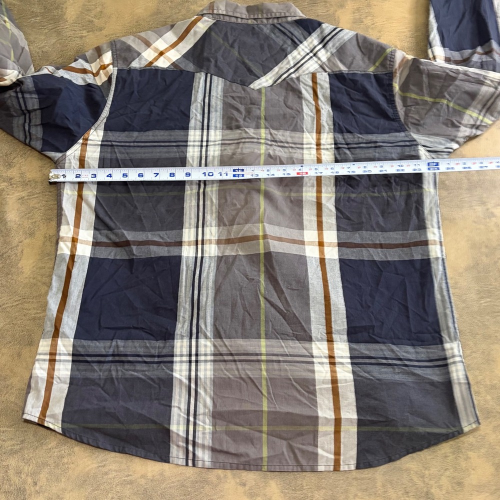 Levi's Western Shirt Mens XXL Grey Plaid Pearl Snap Long Sleeve 3LYLW4882 - Picture 6 of 9